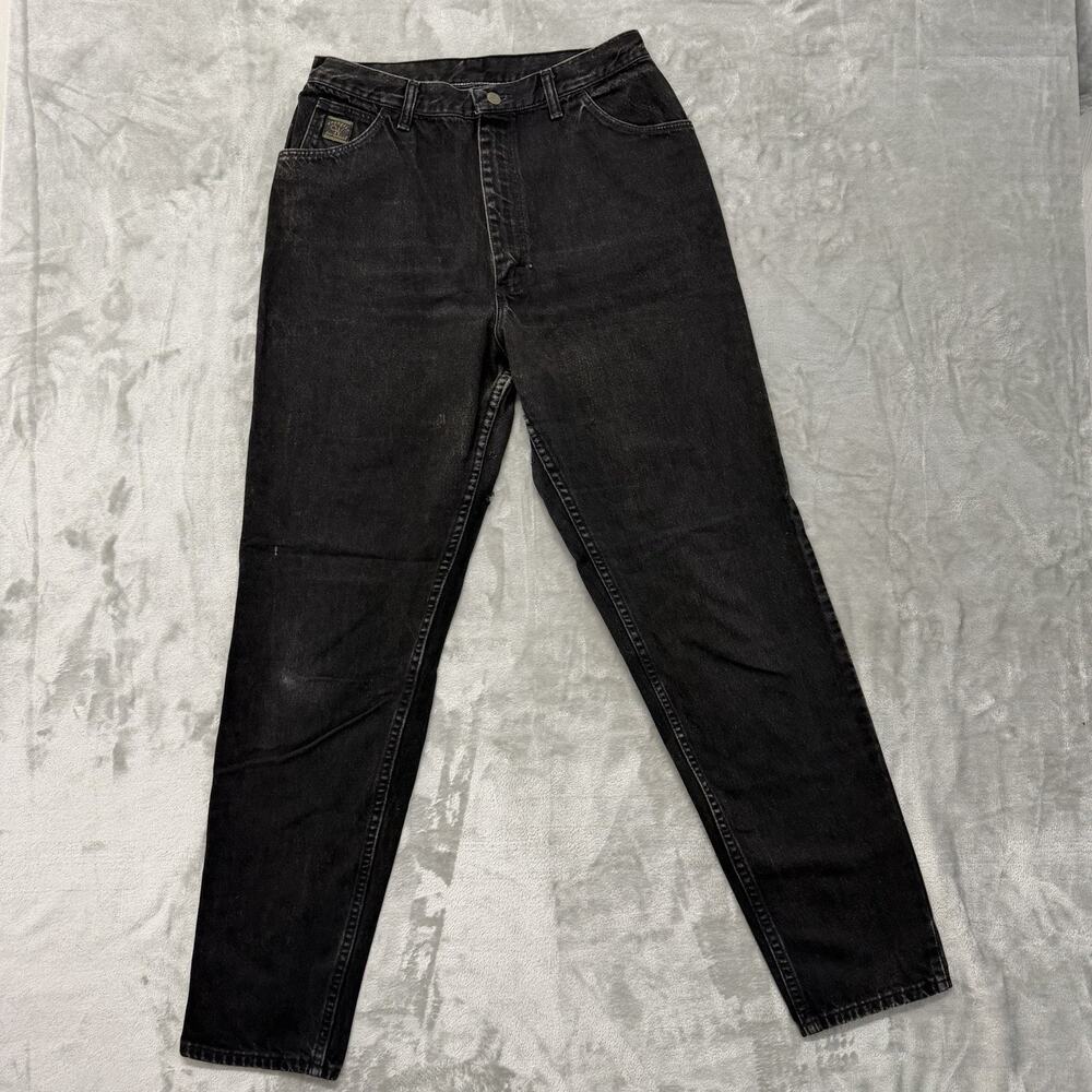 Vintage Wrangler for Women Jeans 14 Black Faded High Waisted Tapered Leg Mom
